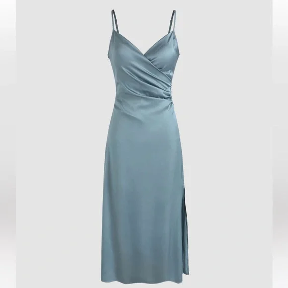 slim fit dress slacks Green Satin Allura Midi Dress main image 0